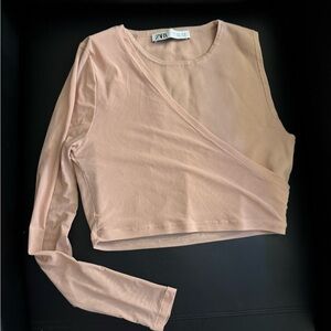 Zara Blush Pink Wrap Crop Top